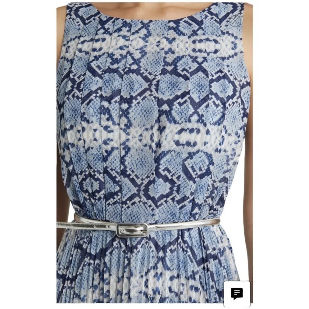 NEW Eliza J Snake Print Pleated Sleeveless Belted Maxi Dress Sz. 4 - Picture 6 of 7